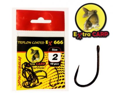 Extra Carp Teflon Hooks Barbless série Ex 666