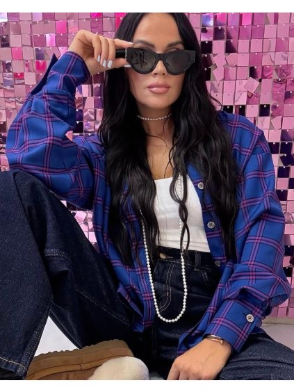 Košeľa SCARLETT modrá/ružová károvaná