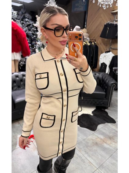 Pletené šaty CAMILLE nude-ceppuccino