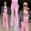 Extravagantné nohavice BELLA svetlo ružové
