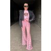 Extravagantné nohavice BELLA svetlo ružové