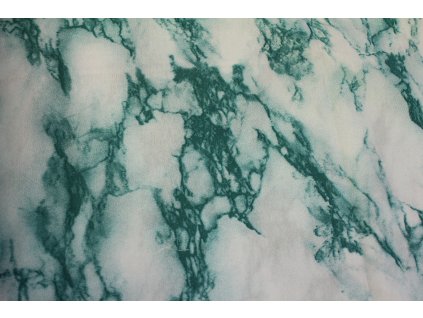 Dekorační látka mramorového vzhledu bílý se zeleným vzorem