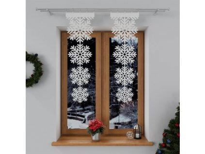 Vánoční záclonová dekorace – Vločky panel