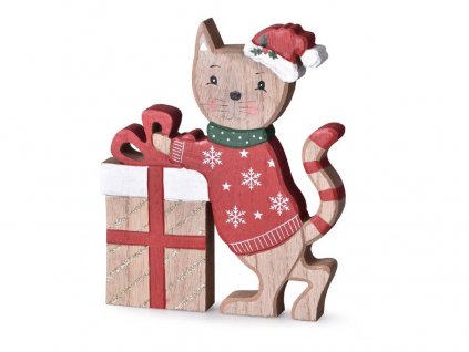 Dekorace kočka s dárkem