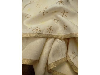 Oválný smetanový ubrus se zlatou lemovkou