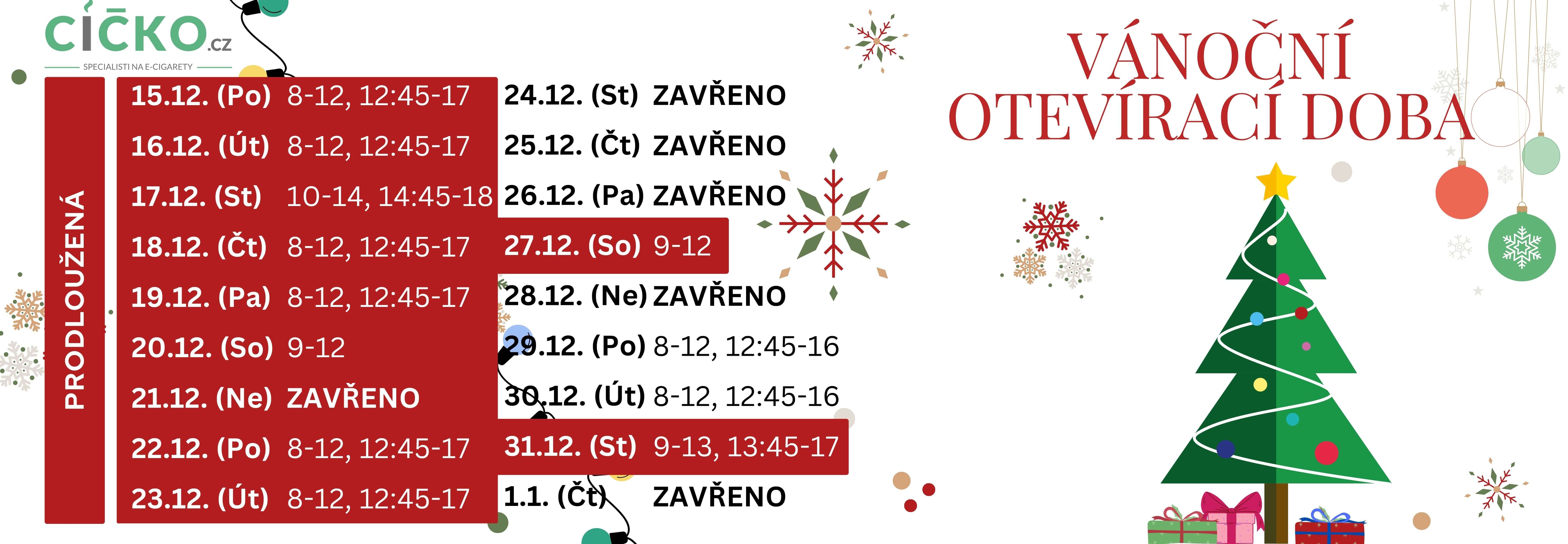 Vánoční otevírací doba