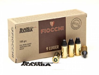 Náboj 9mm Luger FMJTC Black Mamba 6,5g Fiocchi