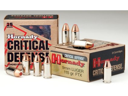 Náboj Hornady Critical Defense, 9mm Luger FTX, 7,5g (115gr)