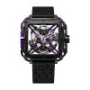 97 x series stainless steel mechanical skeleton wristwatch purple