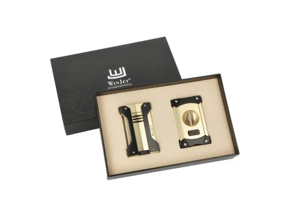 Doutníková sada Winjet, zlatá, zapalovač+ořezávač V-Cut
