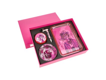 Drtič tabáku plastový Monkey King Gift Set Pink