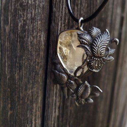 Náhrdelník CITRÍN A ORCHIDEJE