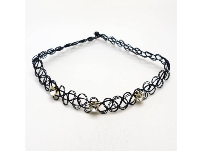 BHO0061 elasticky choker nahrdelnik s kaminky