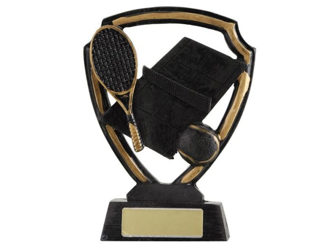 Trofej plaketa CRF0106 tenis - raketa, kurt s míčkem Výška 13,5cm