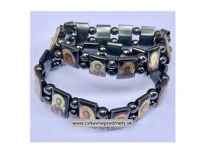 Náramok magnetický-hematitový s ikonkami