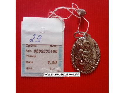 Strieborný prívesok Bohorodičky Počajevskej