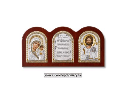 Strieborná ikona triptych Ježiš a Bohorodička