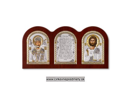 Strieborná ikona triptych Ježiš a Sv.Mikuláš