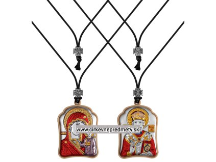 Strieborný prívesok do auta Kazaňská Bohor. a Sv.Mikuláš