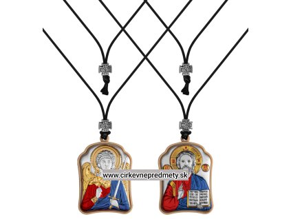 Strieborný prívesok do auta Ježiš a Anjel Strážca