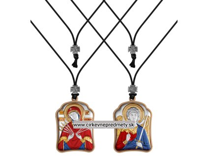 Strieborný prívesok do auta Sedembolestná Bohor. a Anjel Strážca