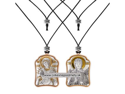 Strieborný prívesok do auta Sedembolestná Bohor. a Sv. Matrona