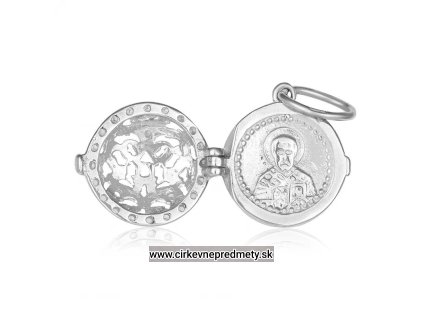 Strieborný prívesok s zirkónmi Ikona sv. Mikuláša Divotvorcu