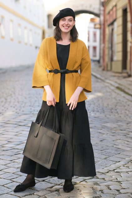 Cirkulo vlněný kardigan hořčicový 2