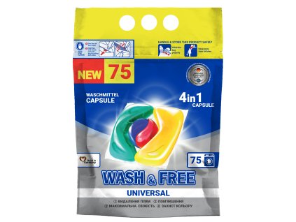Prací prostředek ve formě kapslí WASH&FREE 75 ks (DOYPACK)