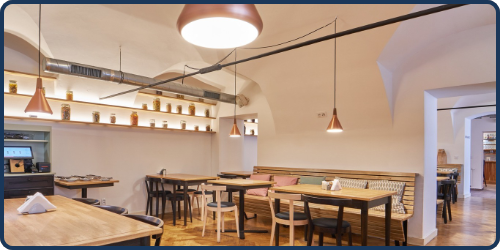 Fotografie restaurace/kavárny používájící filtr AQUA VIVA