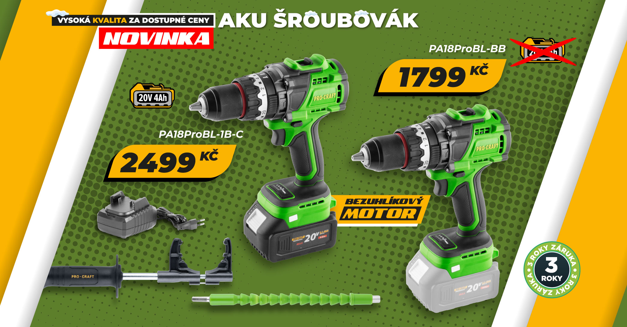 Aku šroubovák Procraft PA18ProBL