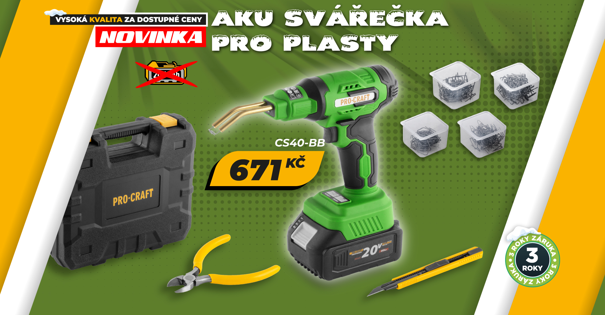Aku pájecí pistole pro plasty Procraft CS40bb