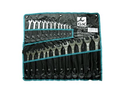 GK TOOLS Sada očkoplochých klíčů, chrom 24 dílů | 6-32 mm, textilní obal