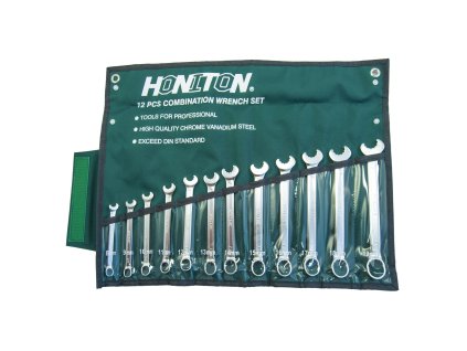 HONITON Sada očkoplochých ráčnových klíčů pevných 12 dílů | 8-19 mm, textilní obal