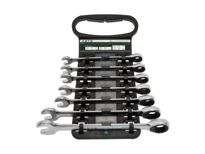 HONITON Sada očkoplochých ráčnových klíčů 72 zubů 7 dílů | 10-19 mm, plastový držák