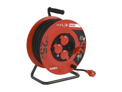 EMOS Prodlužovací gumový kabel na bubnu | 4 zásuvky, 230 V / 50 m, (1,5 mm²)