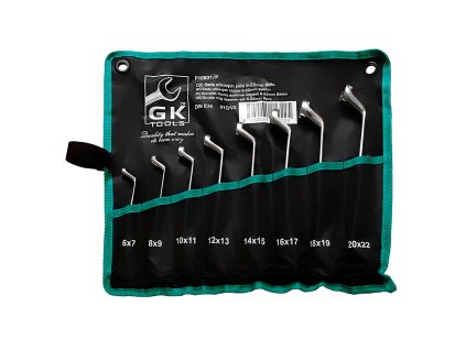 GK TOOLS Sada očkových klíčů vyhnutých chrom 8 dílů | 6-22 mm, textilní obal
