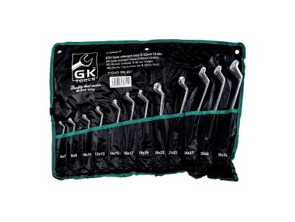 GK TOOLS Sada očkových klíčů vyhnutých chrom 12 dílů | 6-32 mm, textilní obal
