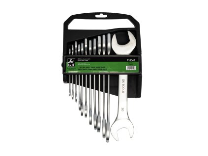 GK TOOLS Sada plochých klíčů, matné 12 dílů | 6-32 mm, plastový držák
