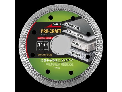 Diamantový řezný kotouč Ceramic PRO Procraft DM115