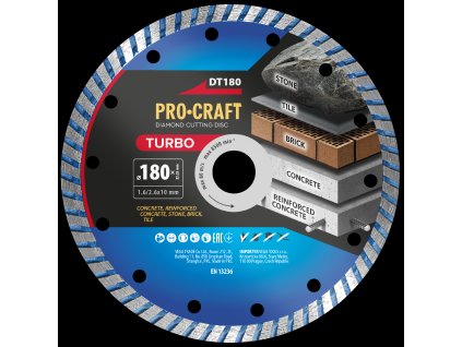 Diamantový řezný kotouč Turbo Procraft DT180