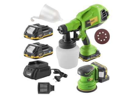 Aku Excentrická bruska PX20BLbb + Aku stříkací pistole PSE30bb + sada baterií PBC-Set 1