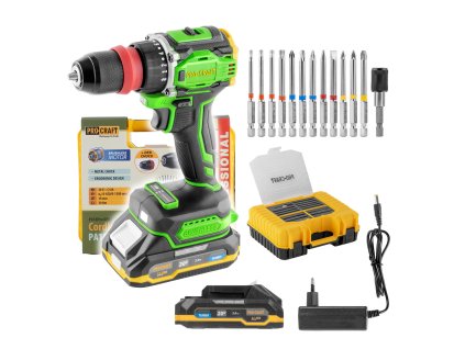 Aku šroubovák Procraft PA18ProDFR2 + sada bitů