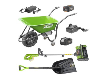 Aku kolečko Procraft PWB150 + aku sněhová fréza PSB20bb + lopata GPS-1150 + baterie a nabíječka