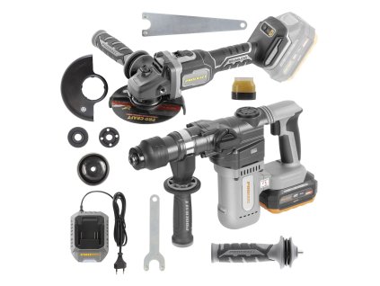 Sada aku vrtací kladivo Procraft Industrial HD20A a úhlová bruska Procraft Industrial AG125Bbb