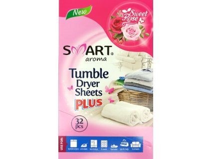 Smart Aroma vonné ubrousky do sušičky Sweet Rose – antistatické, pro měkčí prádlo, 32 ks  Sweet Rose, 32 ks, antistatické, pro sušičku