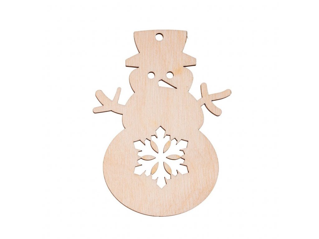 Dřevěná vánoční ozdoba - sněhulák