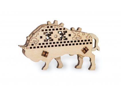Malé dřevěné mechanické 3D puzzle - Zubr