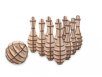 Malé dřevěné mechanické 3D puzzle - Bowling