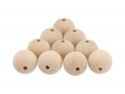 Dřevěné navlékací korálky 3 cm - 10 ks